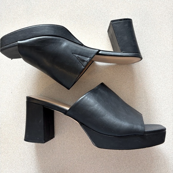 Rachel Zoe Black Block Heel Platform Mules - Picture 1 of 8